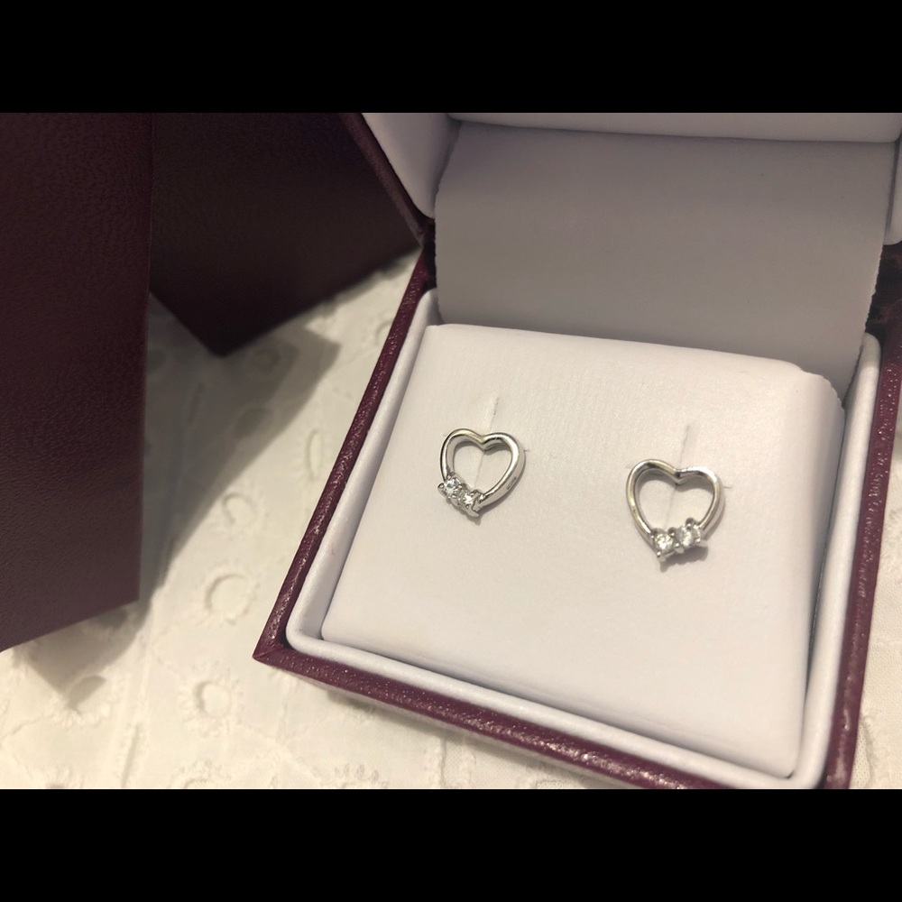 Heart Shaped Diamond Earrings